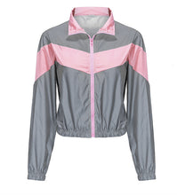 Load image into Gallery viewer, Women Tracksuits 2 Piece Set Reflective Zip Crop Top Pants Windbreaker Fashion Female Loose Glow Jacket Coat Trousers Plus Size