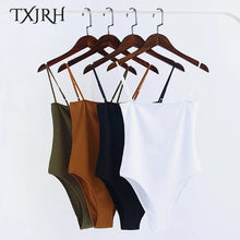 Load image into Gallery viewer, TXJRH Sexy Spaghetti Strap Backless fit Romper Body Siamese Bodysuit Slim Skinny Tight Jumpsuit Undershirt Playsuits 4 Color S-L